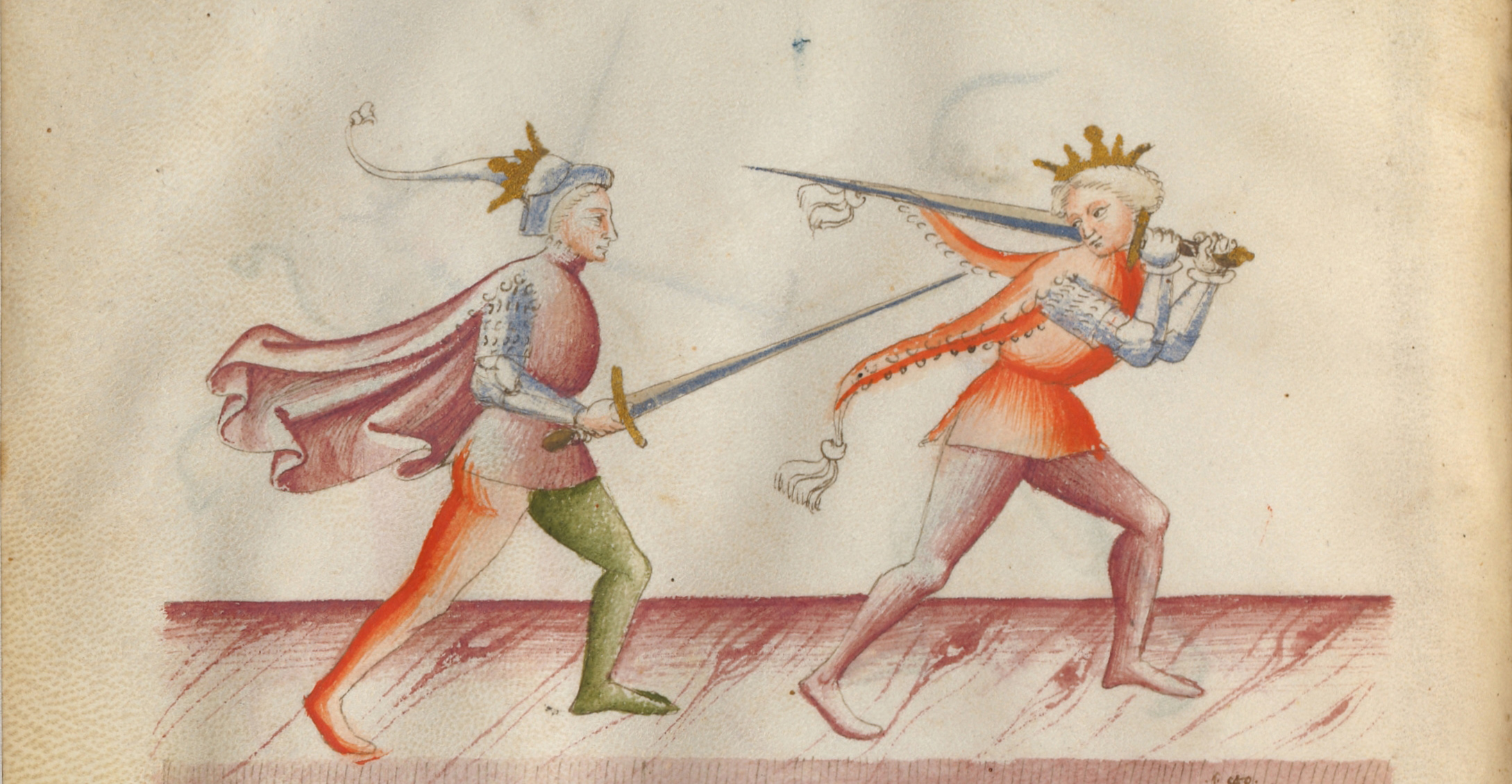 Иллюстрация из книги Фиоре деи Либери «Florius de arte luctandi» (MS Latin 11269), 1415-1425 годы
